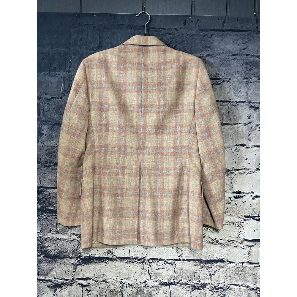 Rogers Peet Blazer Mens Small‎ S37 Plaid Wool Silk Blend Sport Coat